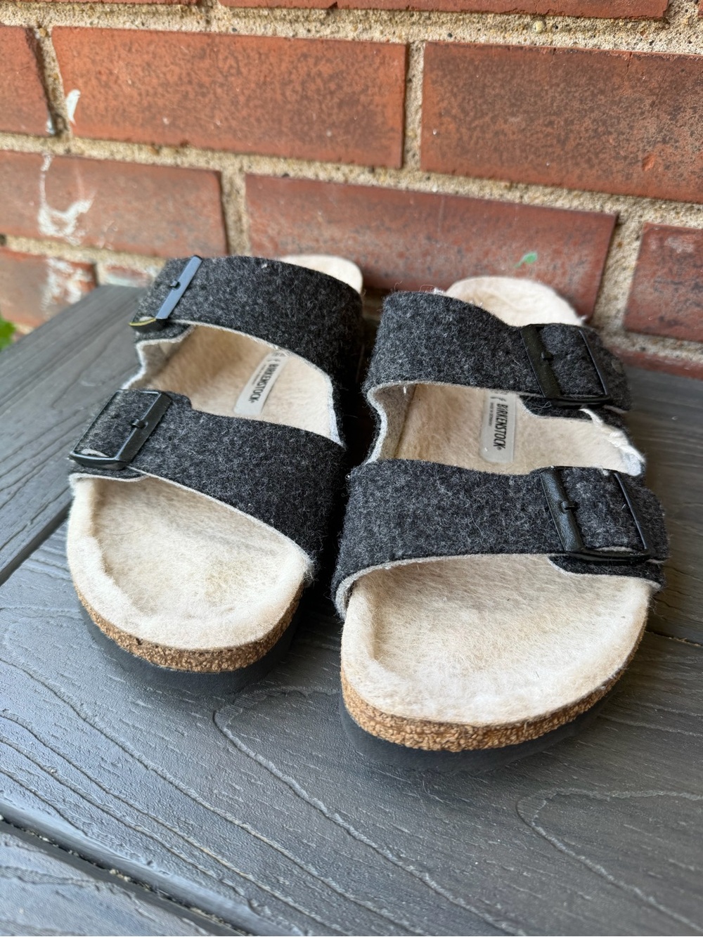 Birkenstock Arizona Rivet Wool Felt Sandals EU 40 Gray Anthracite Cozy Slides - Picture 2 of 13
